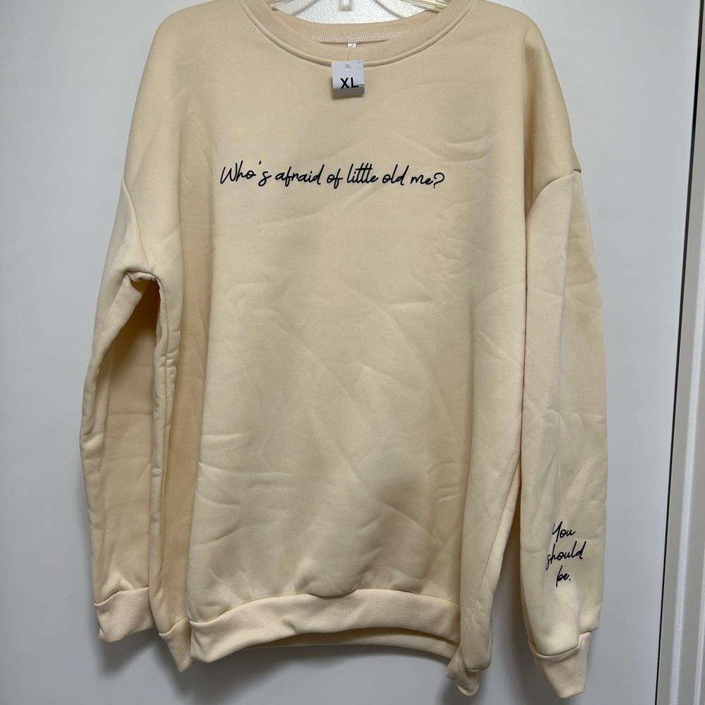 Beige Graphic Taylor Swift Lyric Women’s Sweatshirt